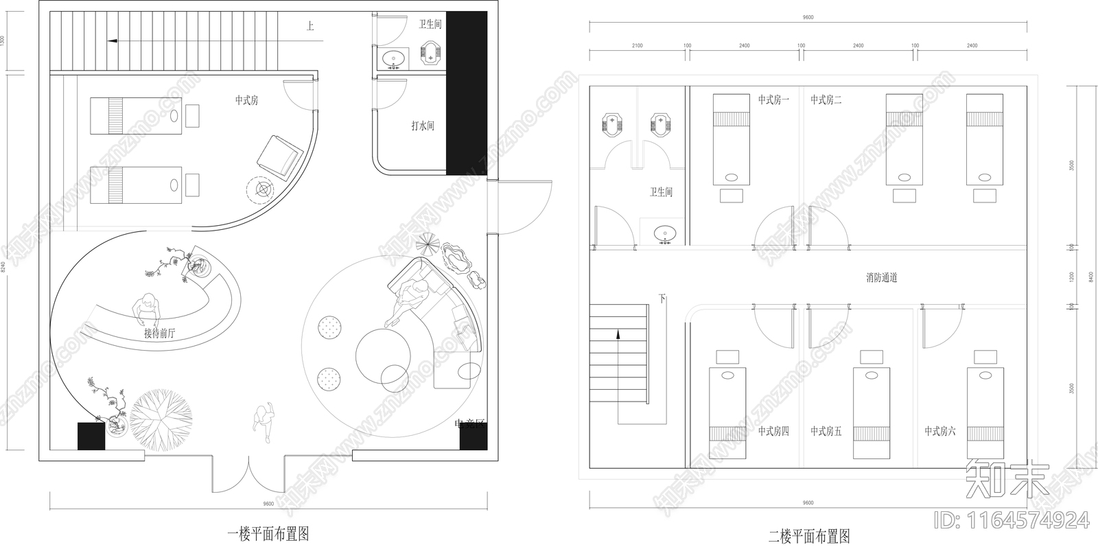 现代美容院cad施工图下载【ID:1164574924】