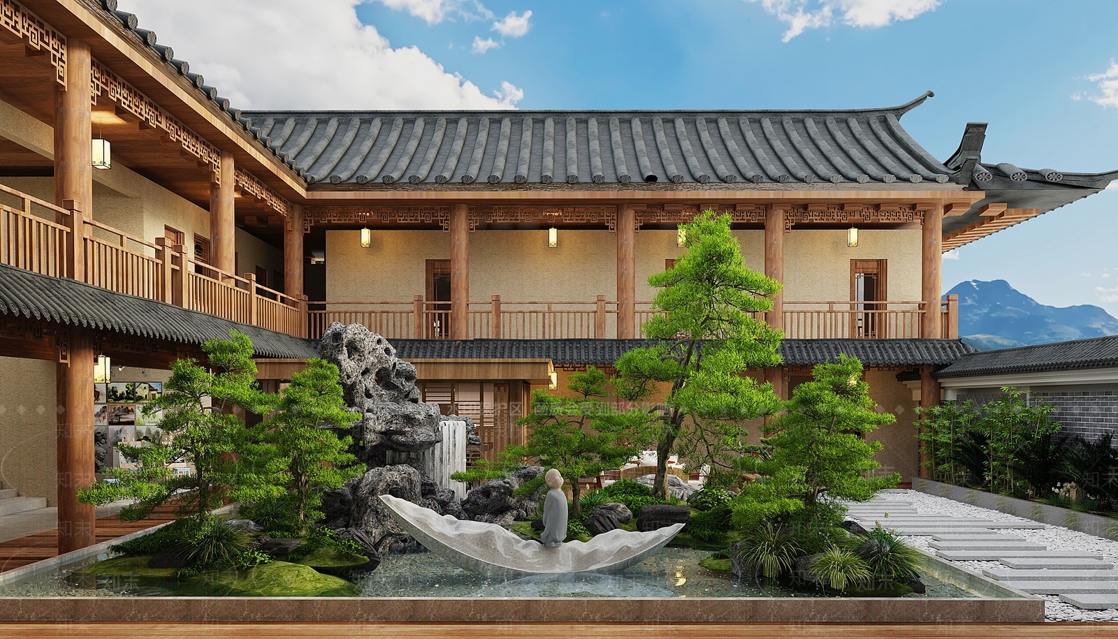 中式民宿3D模型下载【ID:1164579089】