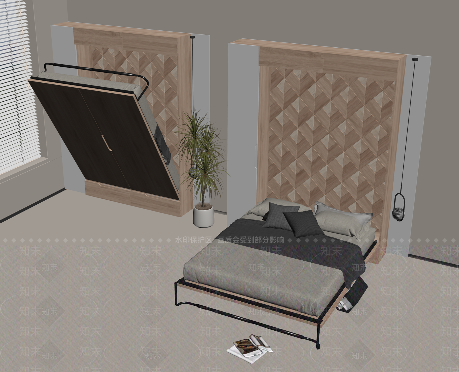 现代其他床具SU模型下载【ID:1164578196】