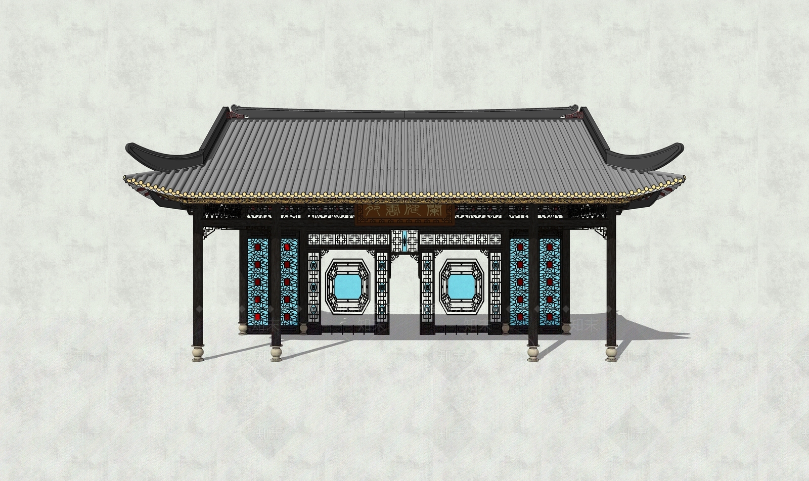 新中式中式牌坊牌楼SU模型下载【ID:1164584673】