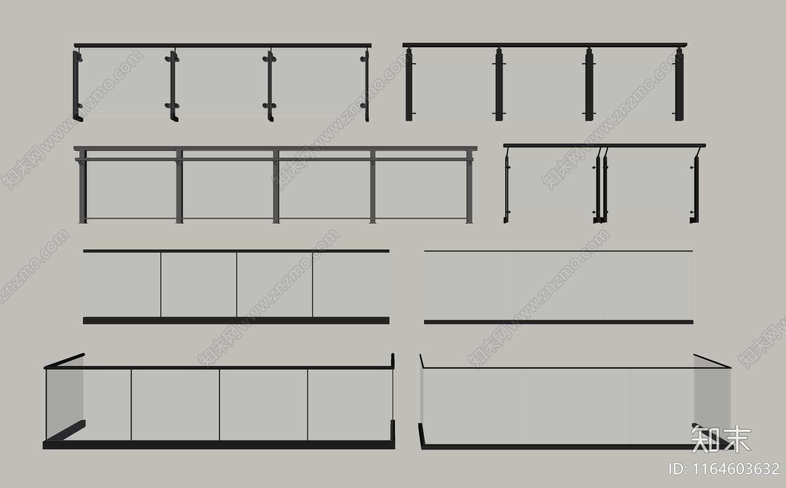 现代围栏护栏SU模型下载【ID:1164603632】