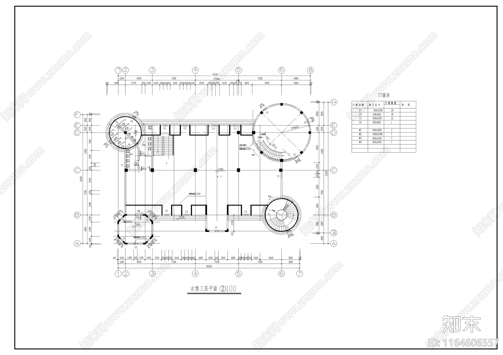 法式教堂施工图下载【ID:1164606557】