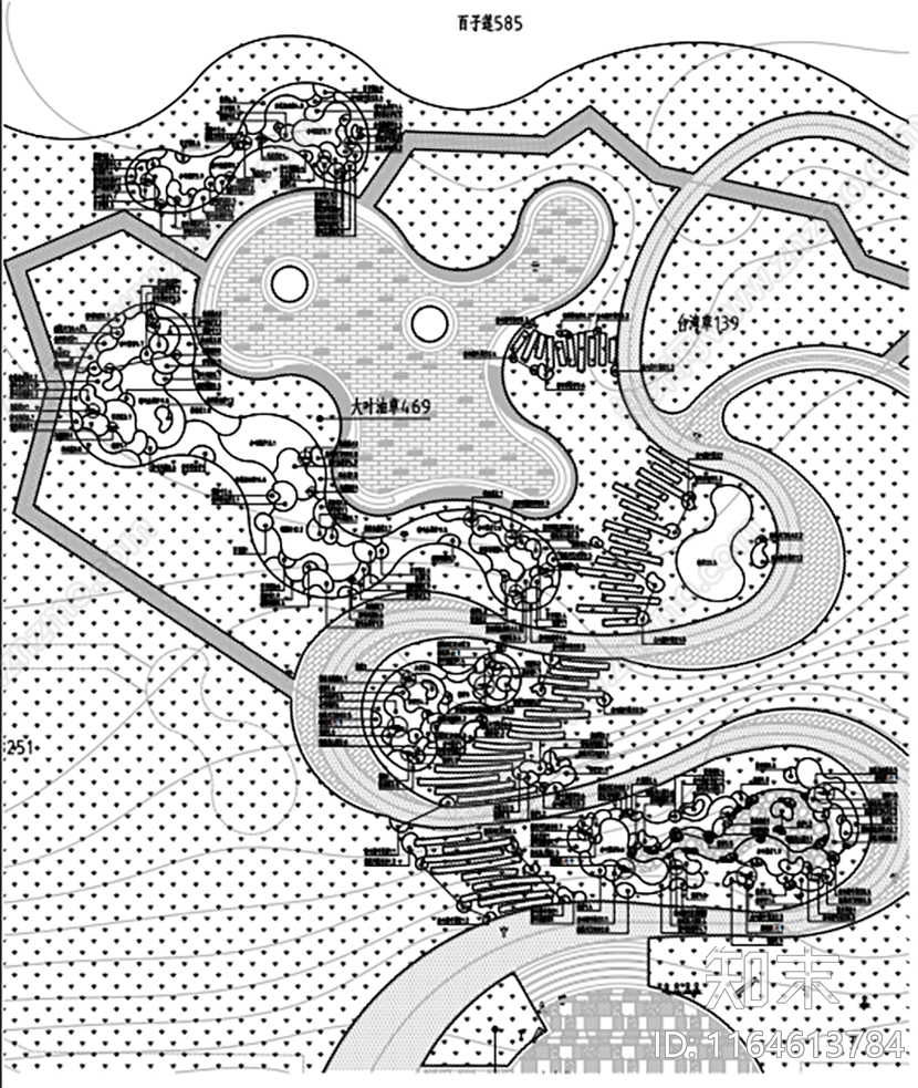 现代公园景观cad施工图下载【ID:1164613784】