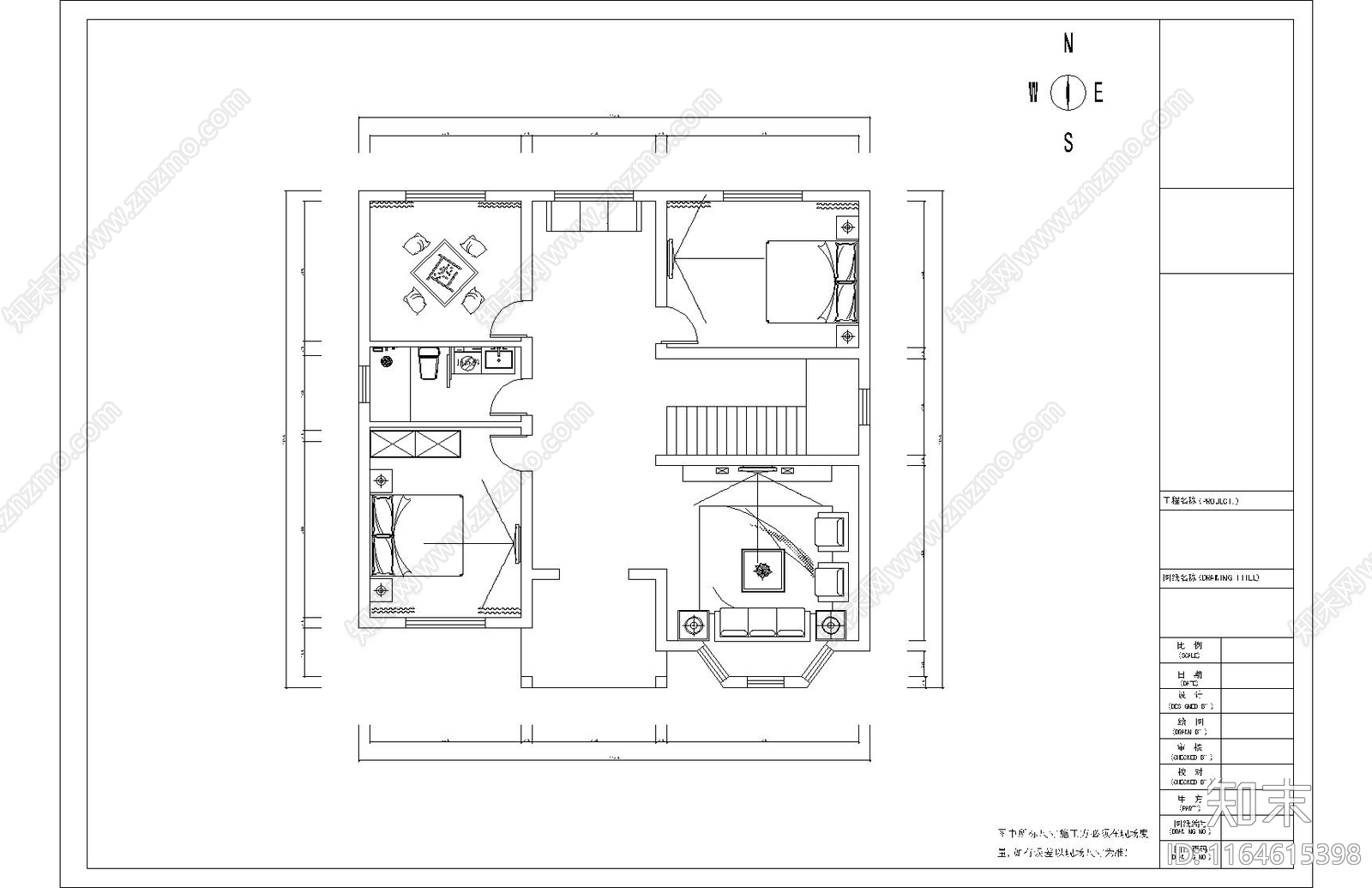 现代整体家装空间cad施工图下载【ID:1164615398】