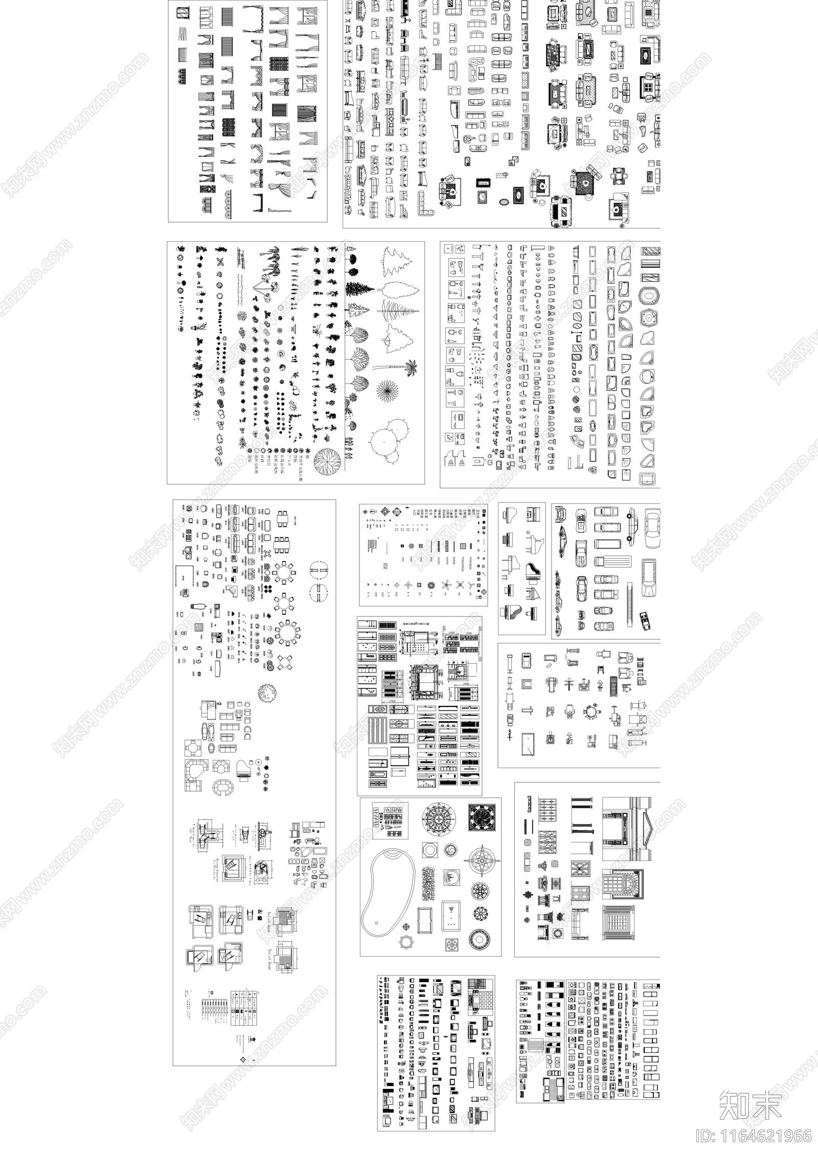 现代整体家装空间cad施工图下载【ID:1164621966】