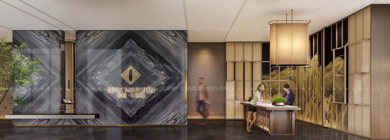 现代新中式售楼处3D模型下载【ID:1164625661】