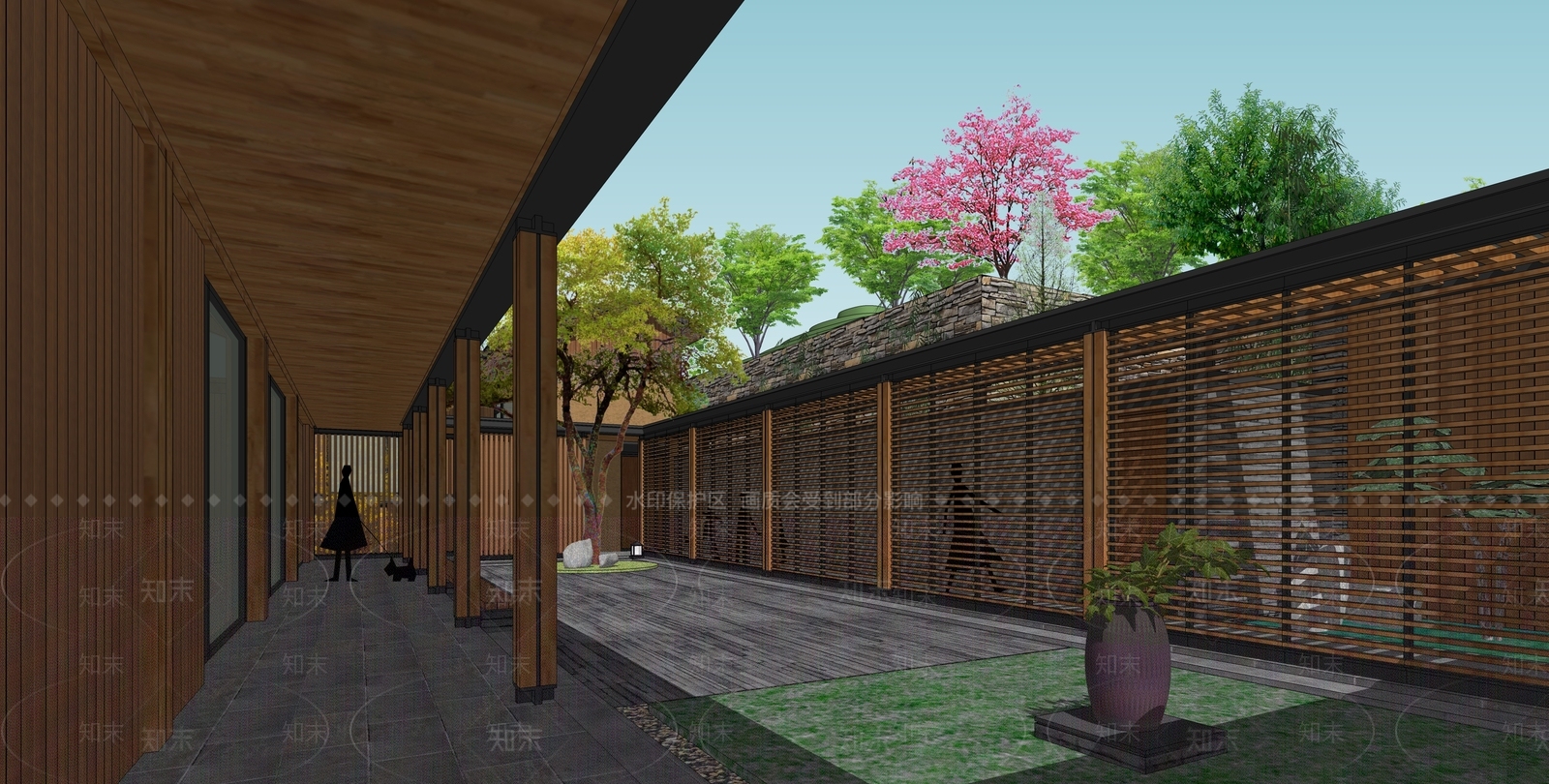 中式新中式民宿建筑SU模型下载【ID:1164626182】