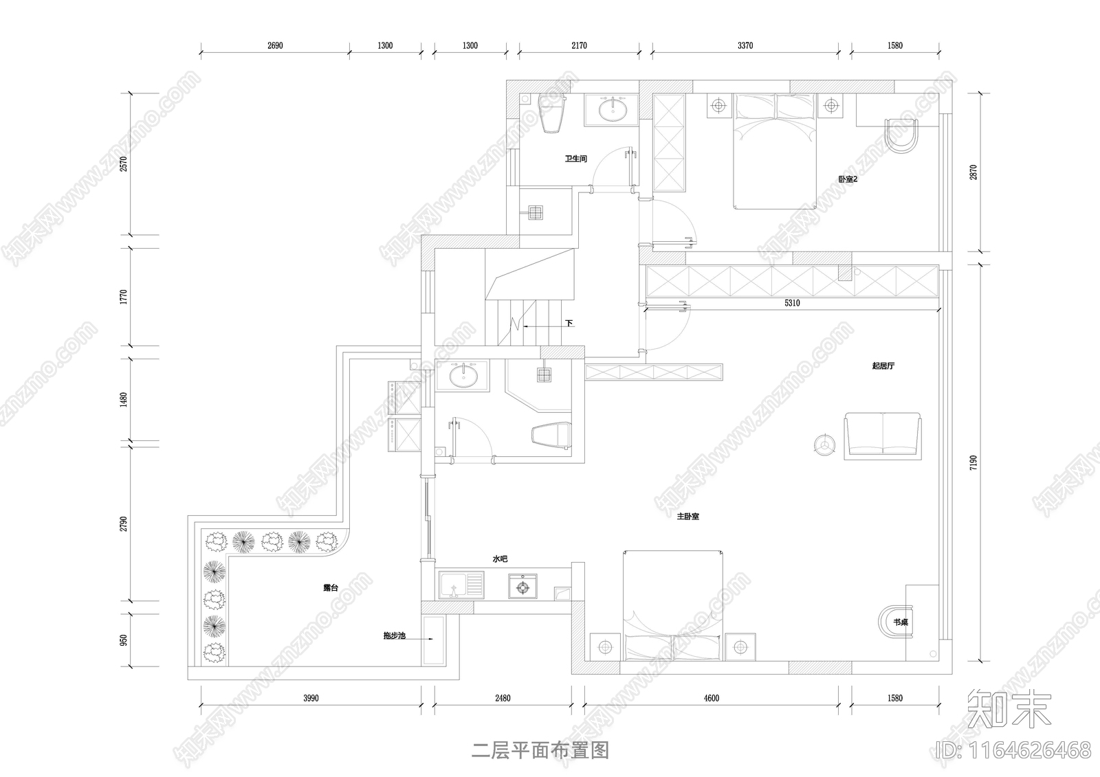 现代欧式整体家装空间施工图下载【ID:1164626468】