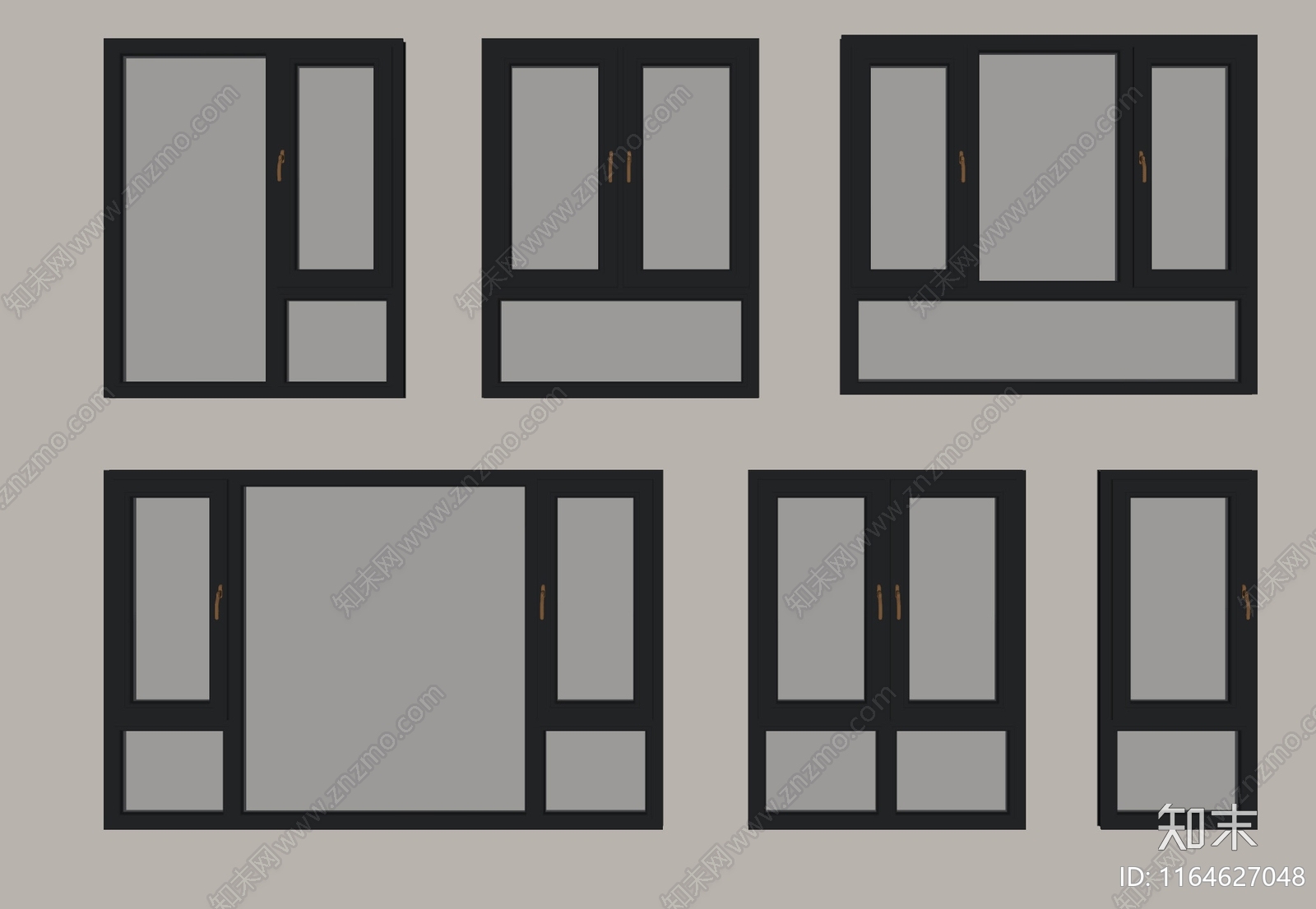 现代窗户组合SU模型下载【ID:1164627048】