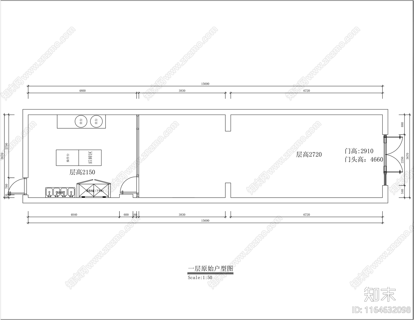 现代快餐店cad施工图下载【ID:1164632098】