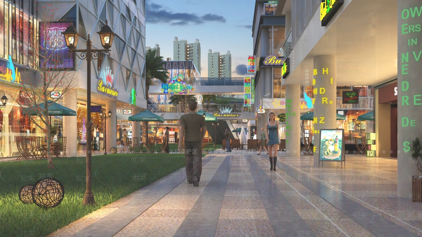 现代商业街3D模型下载【ID:1164635470】