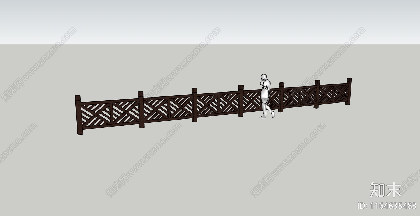 新中式围栏护栏SU模型下载【ID:1164635483】
