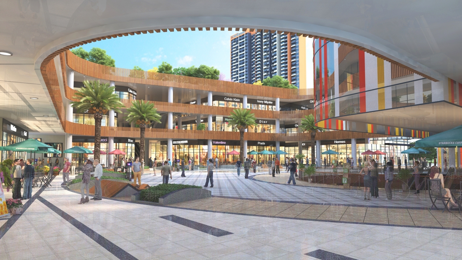 现代商业街3D模型下载【ID:1164636148】