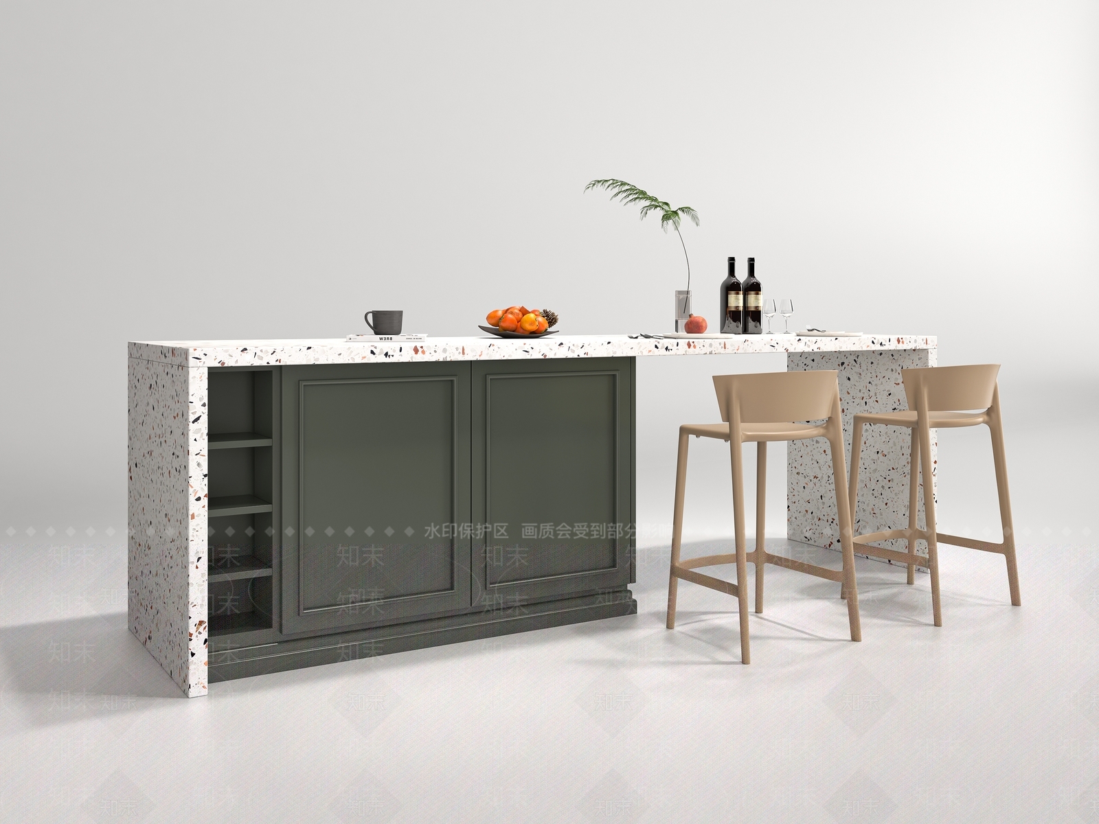 奶油北欧吧台3D模型下载【ID:1164635738】