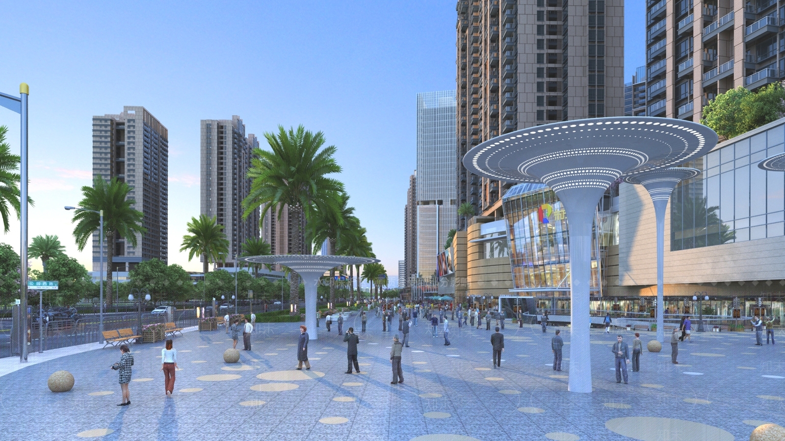 现代商业街3D模型下载【ID:1164639027】