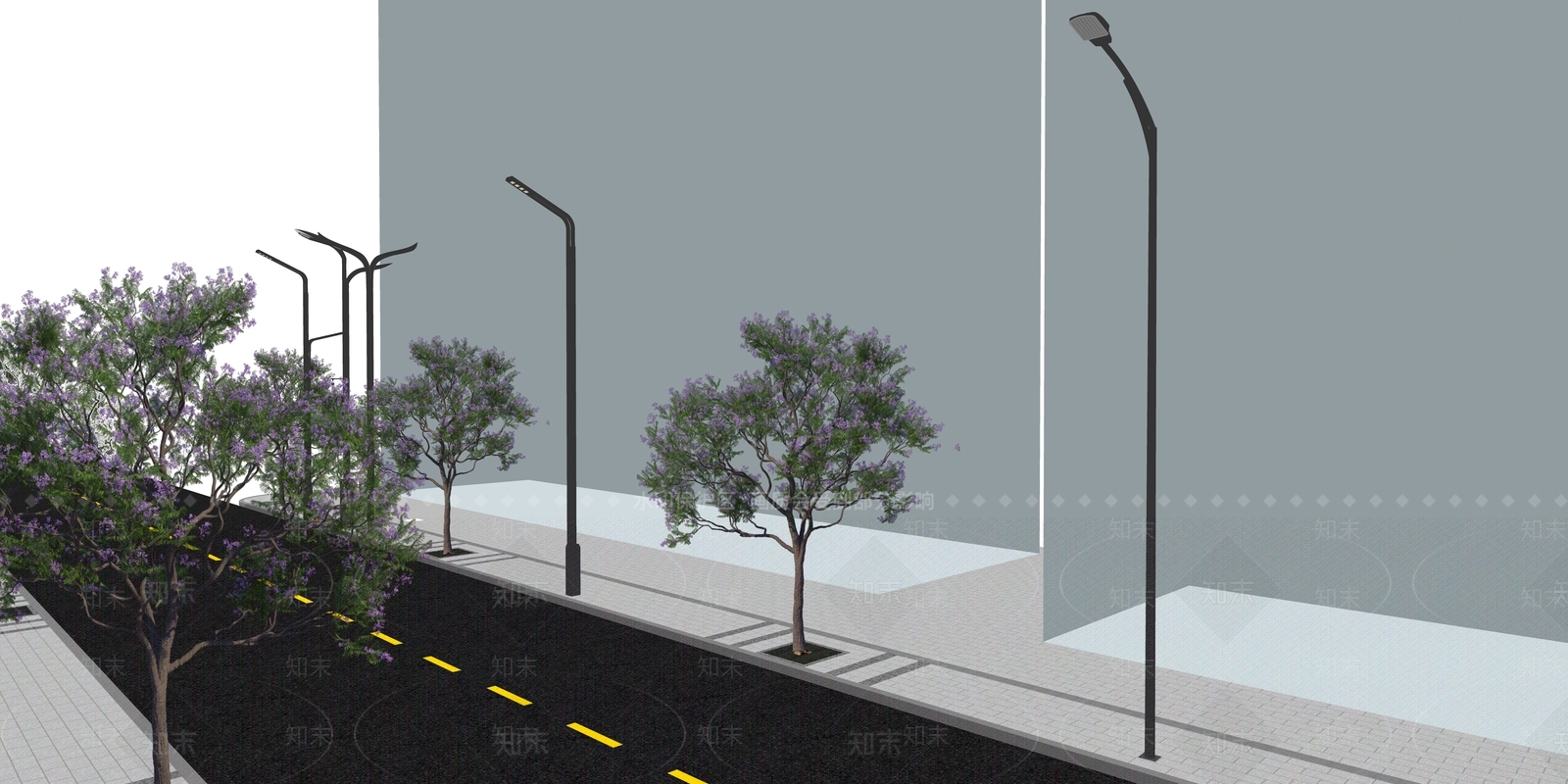 现代路灯SU模型下载【ID:1164643557】
