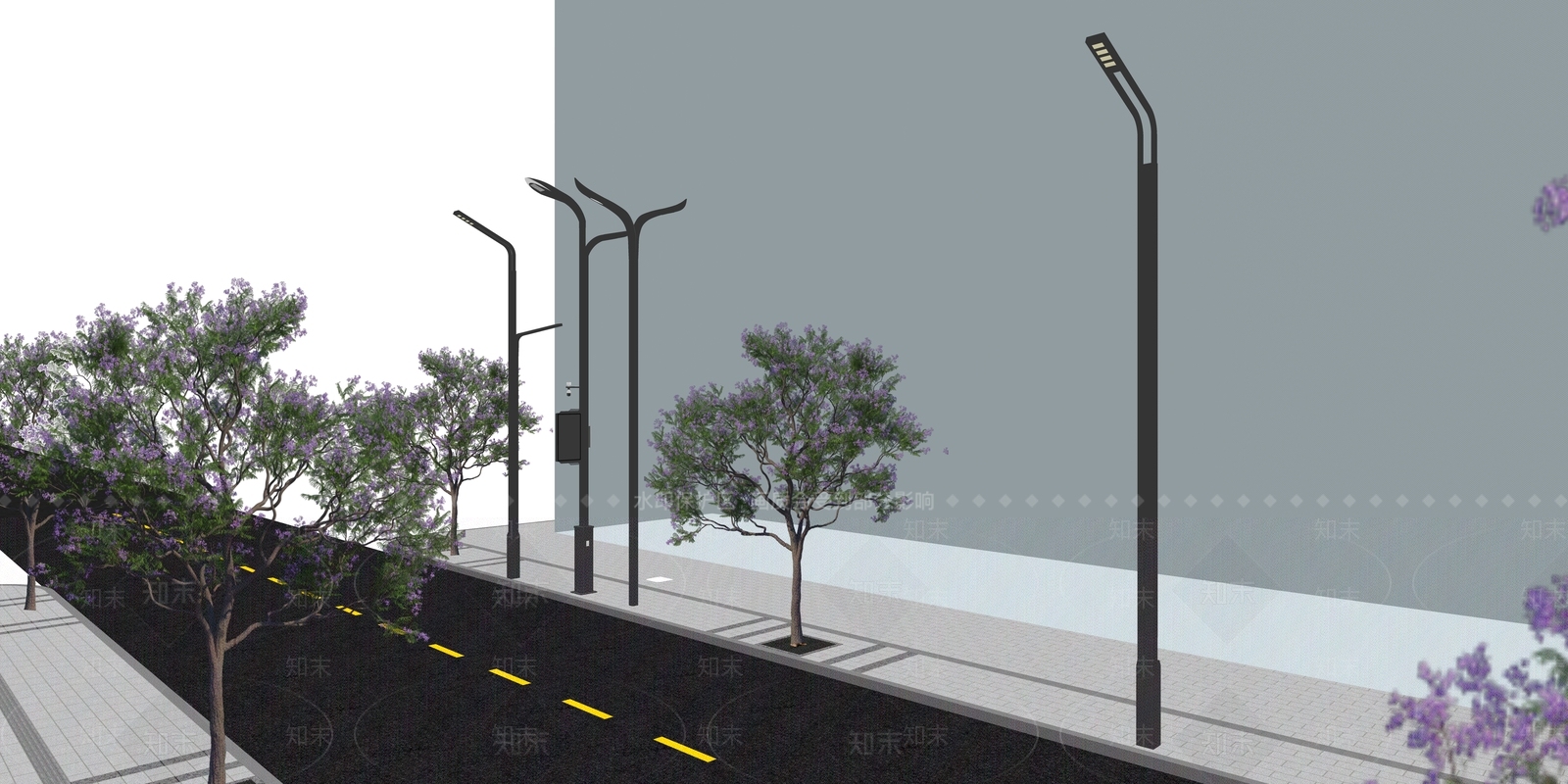现代路灯SU模型下载【ID:1164643557】