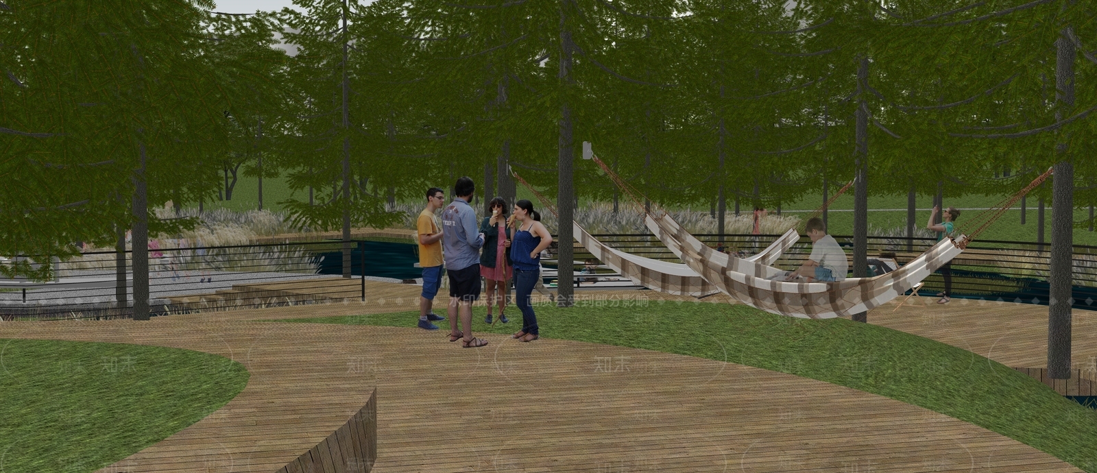 现代新中式滨水景观SU模型下载【ID:1164648275】