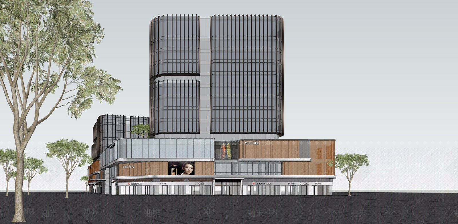 现代商场建筑SU模型下载【ID:1164654845】