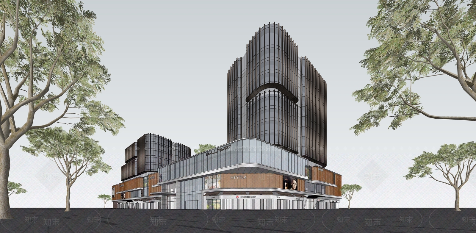 现代商场建筑SU模型下载【ID:1164654845】