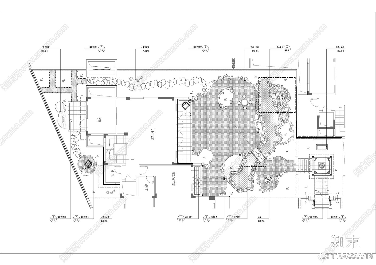 中式庭院施工图下载【ID:1164655314】