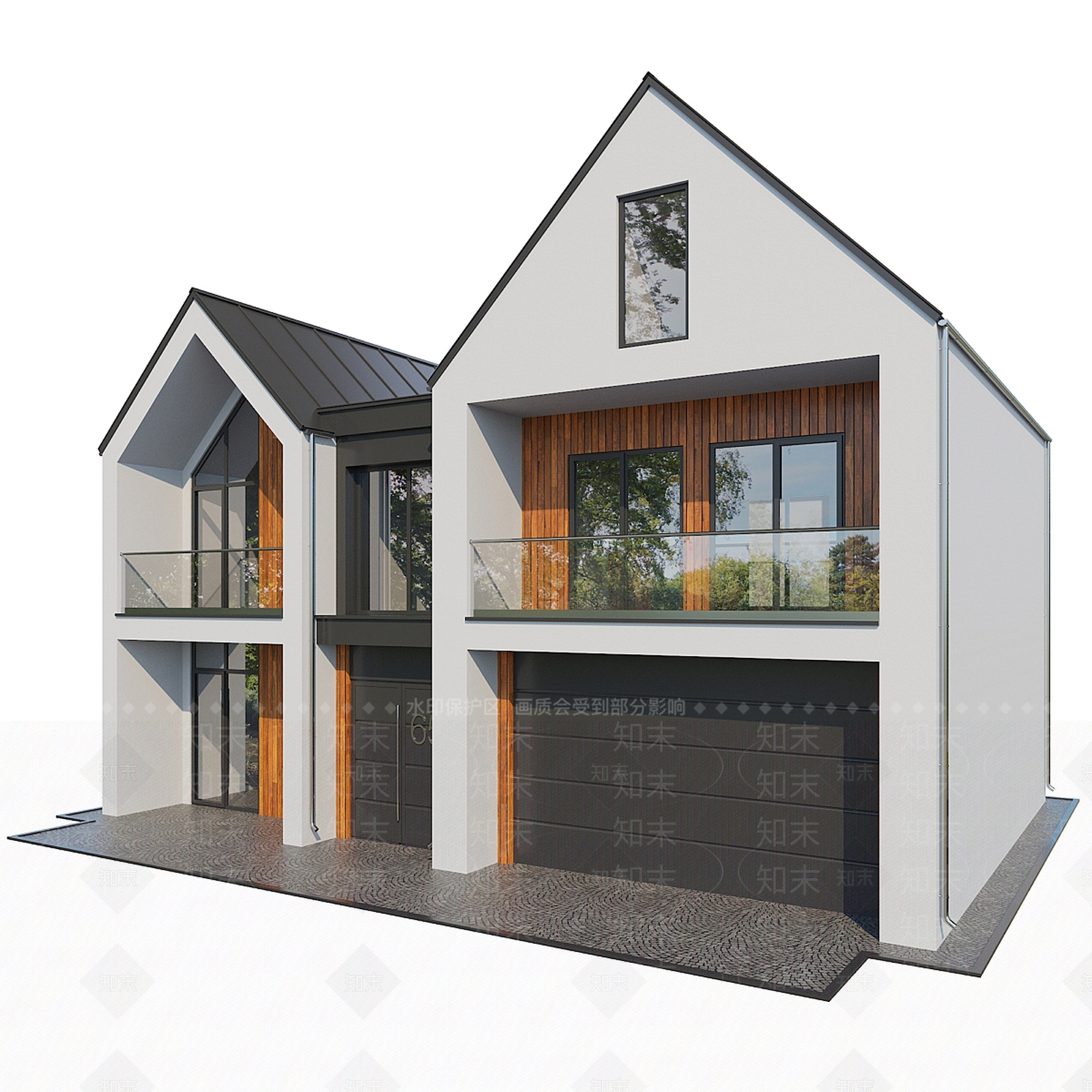 现代意式别墅外观3D模型下载【ID:1164659972】
