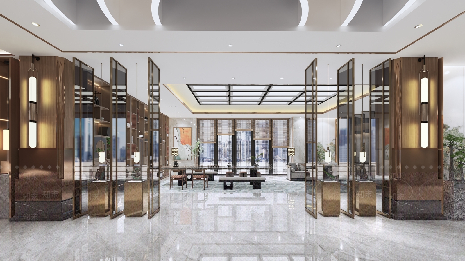 新中式现代其他酒店空间SU模型下载【ID:1164742084】