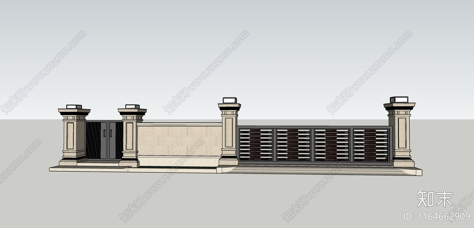 欧式入口大门SU模型下载【ID:1164662909】