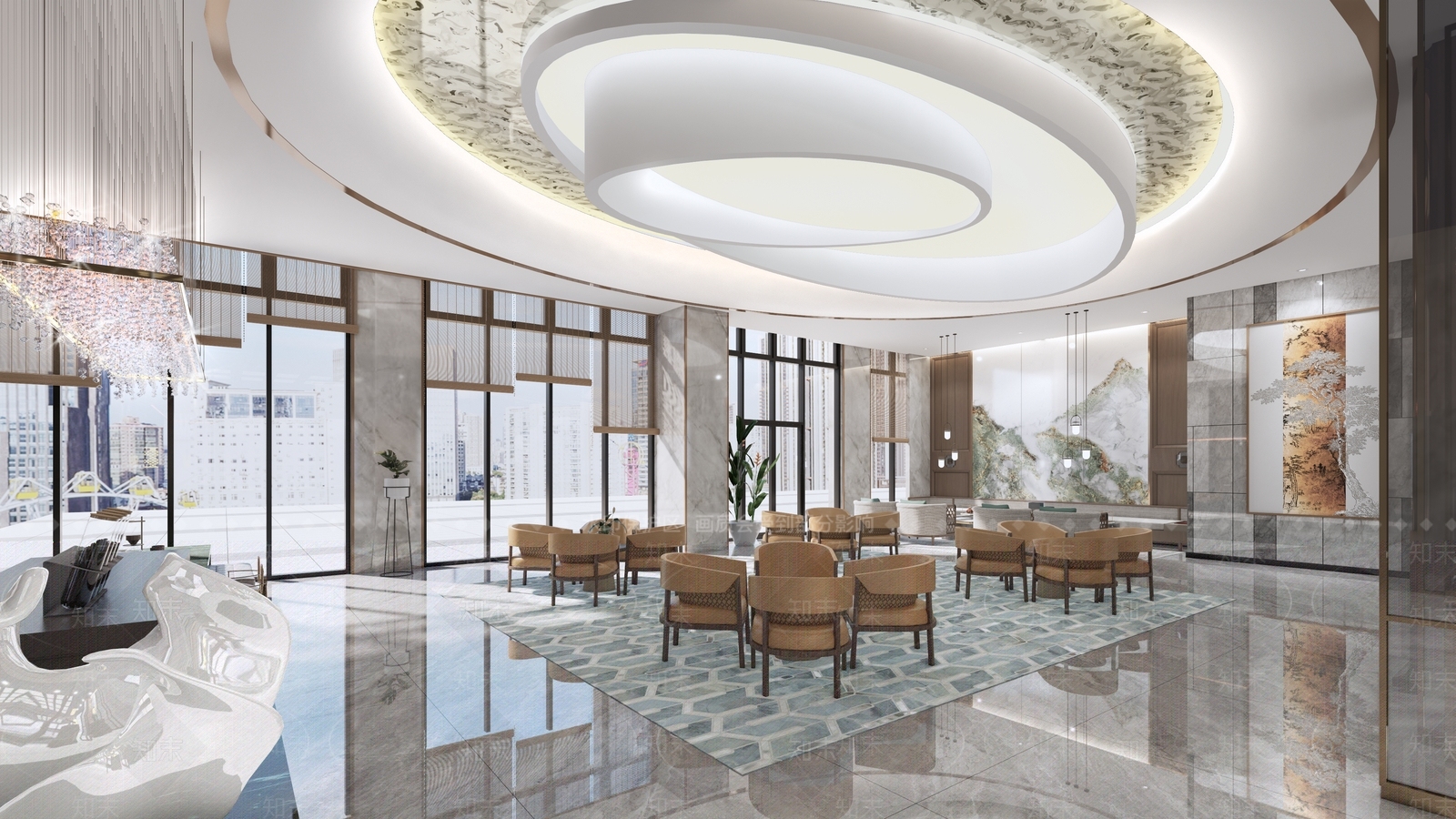 新中式现代其他酒店空间SU模型下载【ID:1164727160】