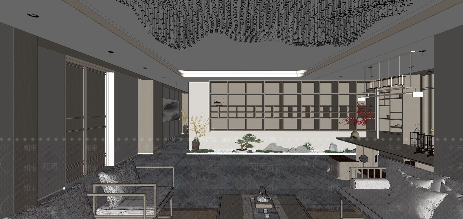 新中式中式会所SU模型下载【ID:1164662522】