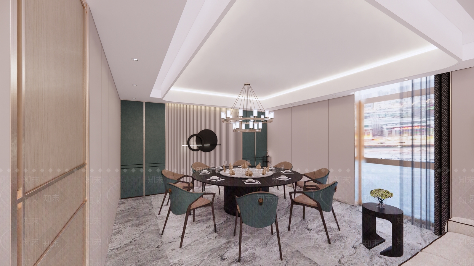 新中式中式中餐厅SU模型下载【ID:1164663737】