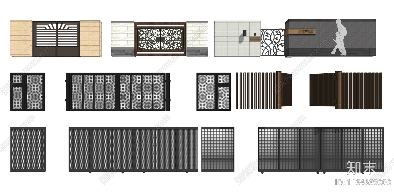 现代庭院门SU模型下载【ID:1164669000】