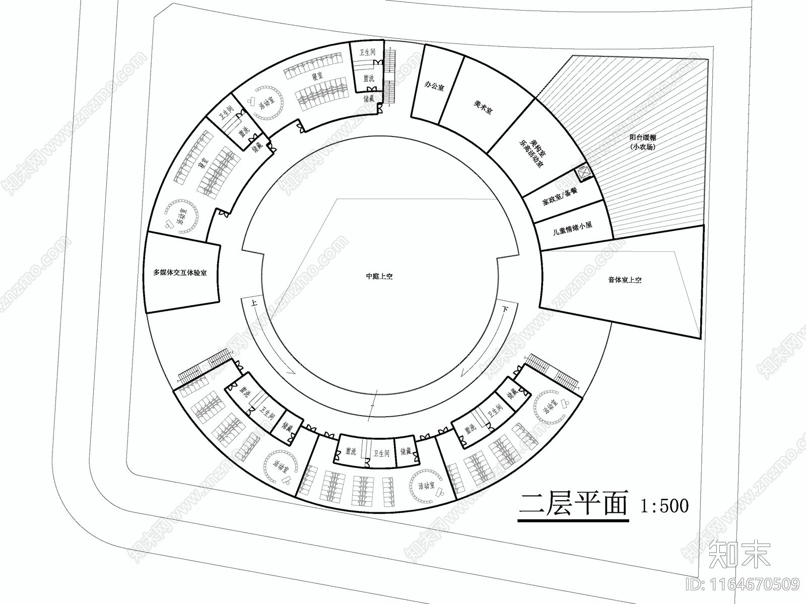 现代幼儿园建筑cad施工图下载【ID:1164670509】