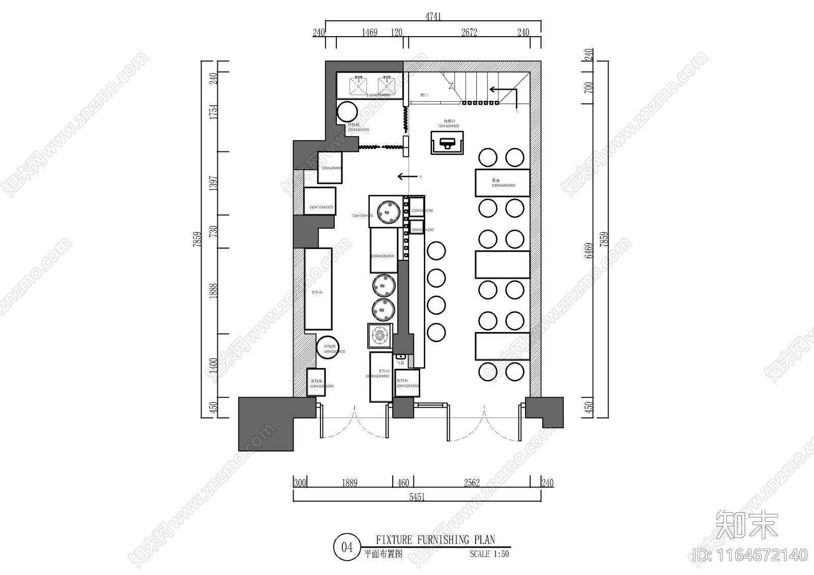 现代快餐店cad施工图下载【ID:1164672140】