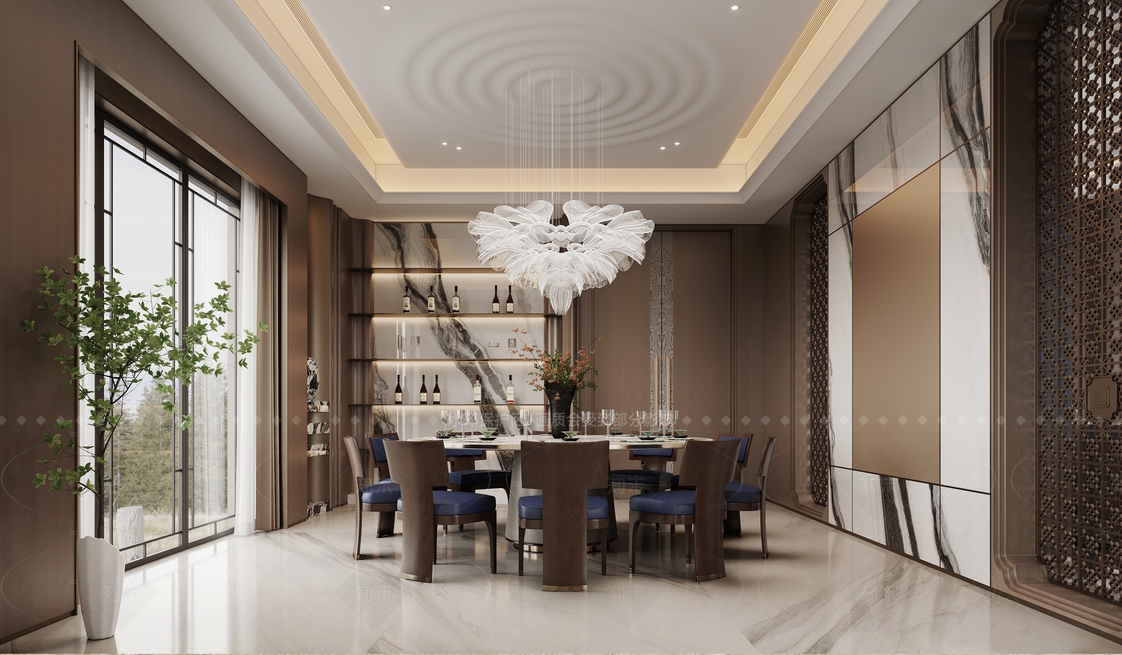 现代中餐厅3D模型下载【ID:1214635051】