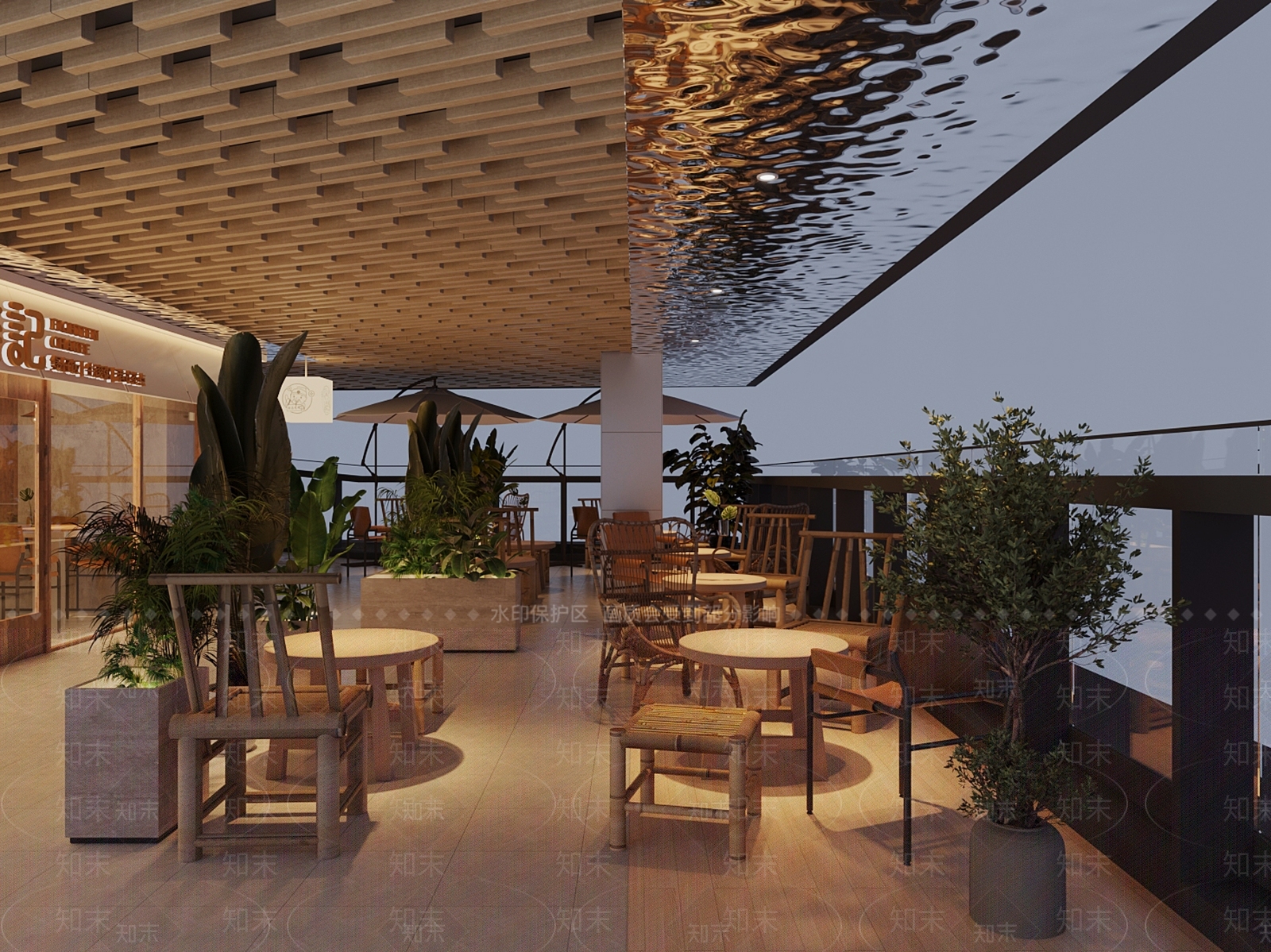现代新中式茶餐厅SU模型下载【ID:1164691374】