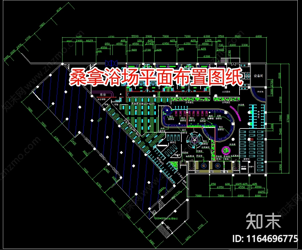现代洗浴中心CAD图纸