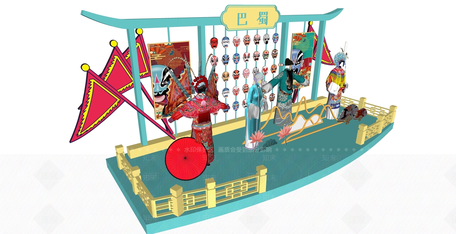 中式舞台SU模型下载【ID:1164697278】