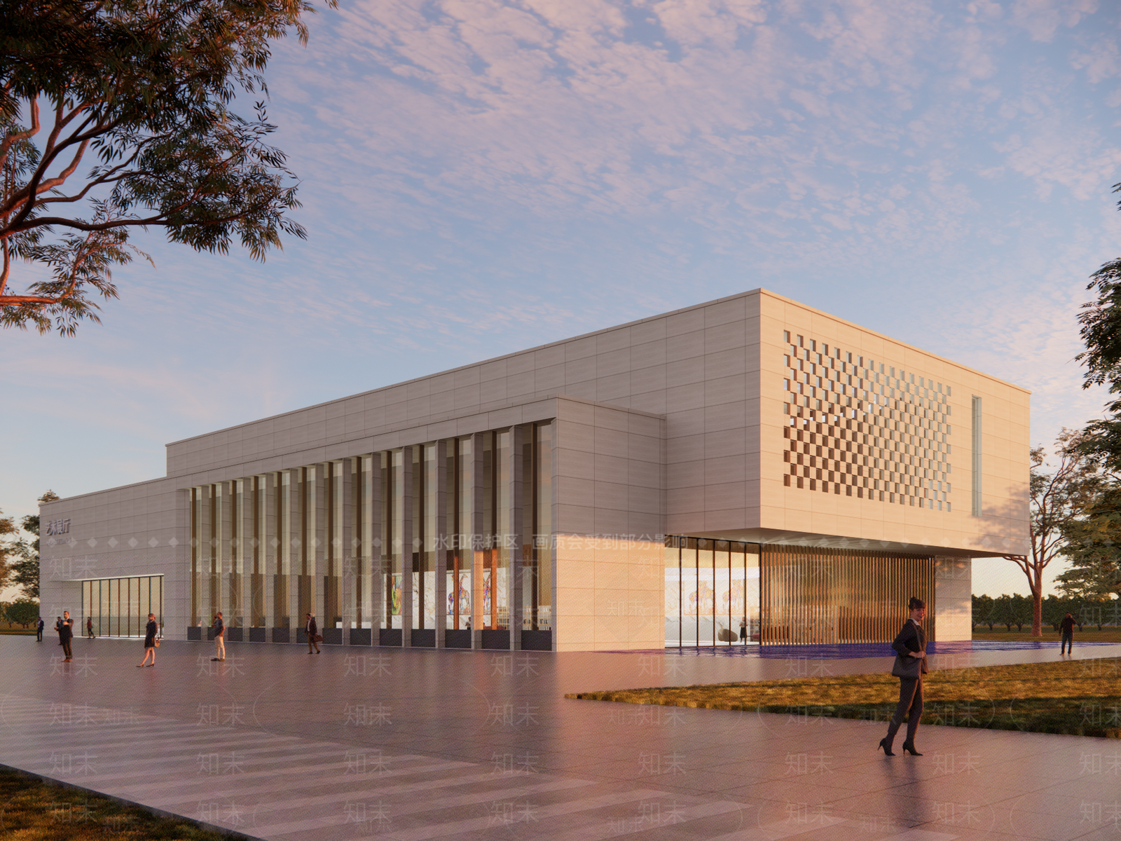 现代展览馆建筑SU模型下载【ID:1164699231】