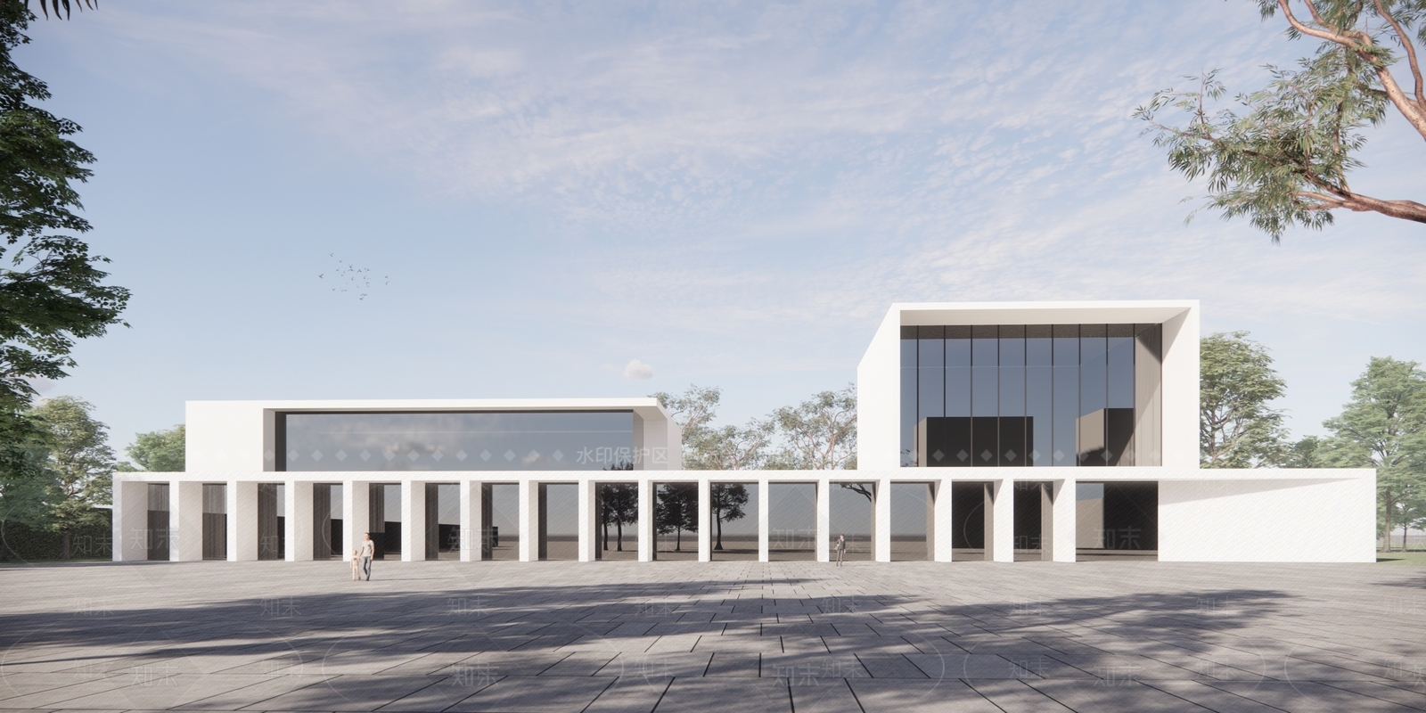 现代展览馆建筑SU模型下载【ID:1164699436】