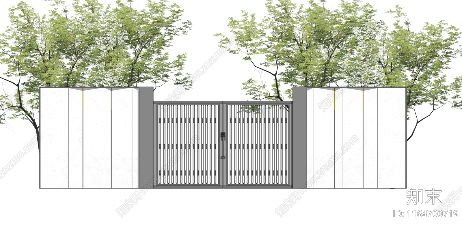 现代新中式别墅庭院SU模型下载【ID:1164700719】