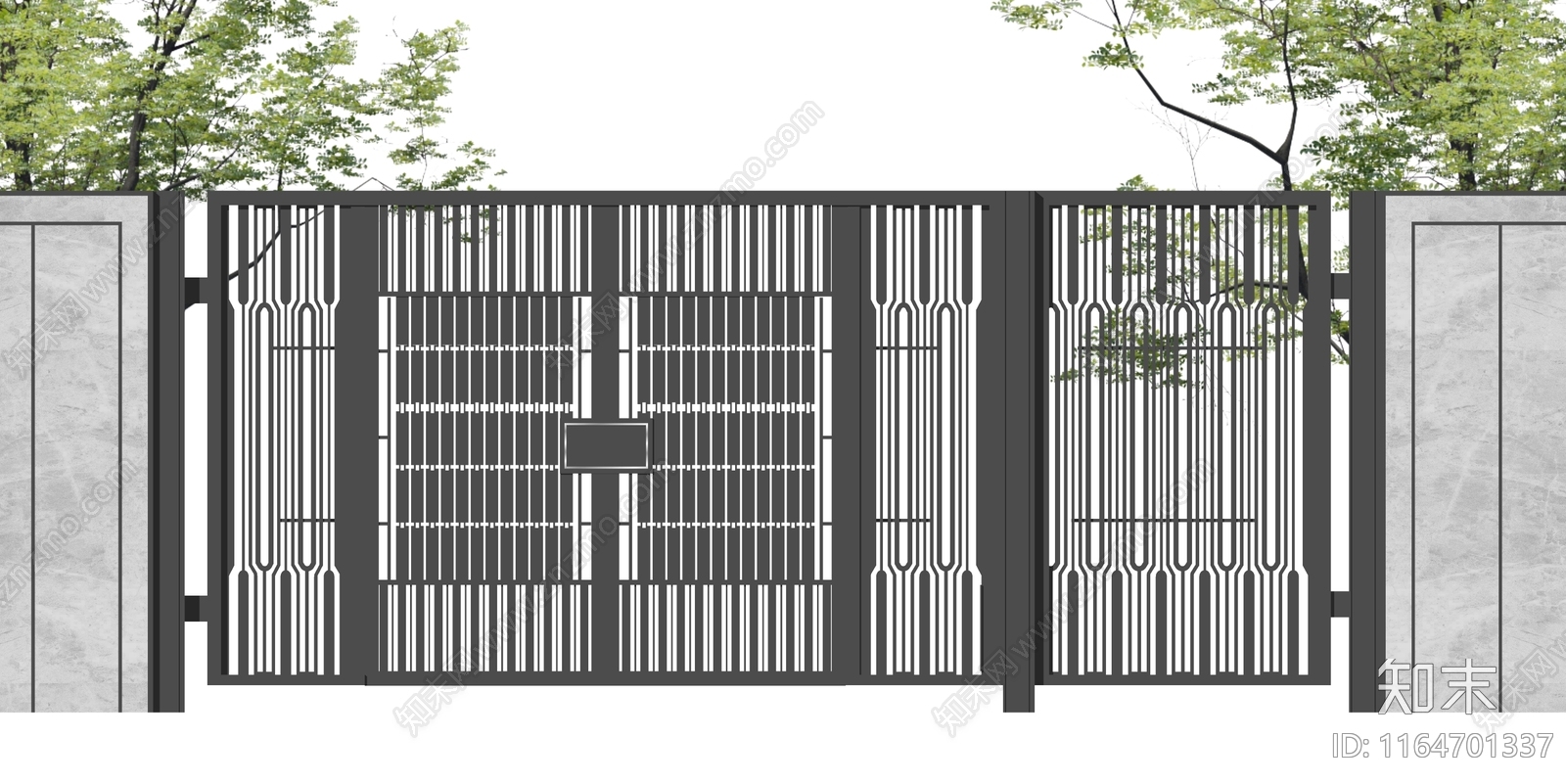 现代新中式别墅庭院SU模型下载【ID:1164701337】