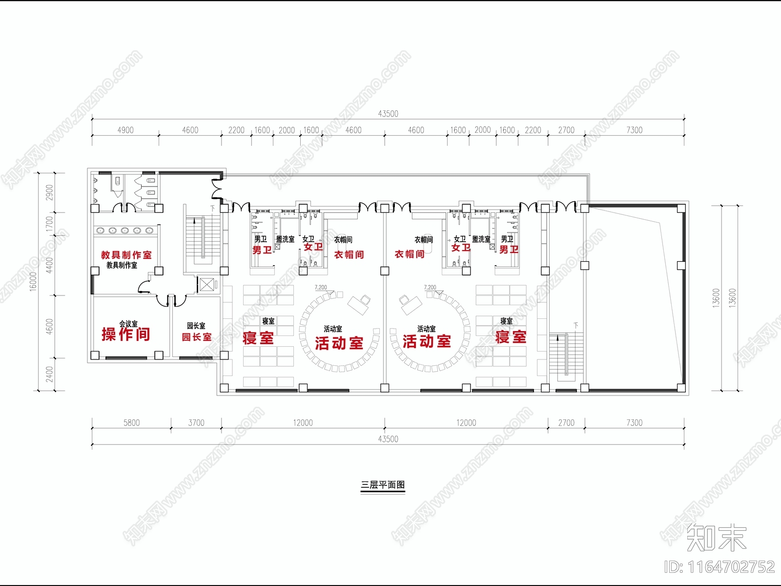 现代幼儿园建筑cad施工图下载【ID:1164702752】