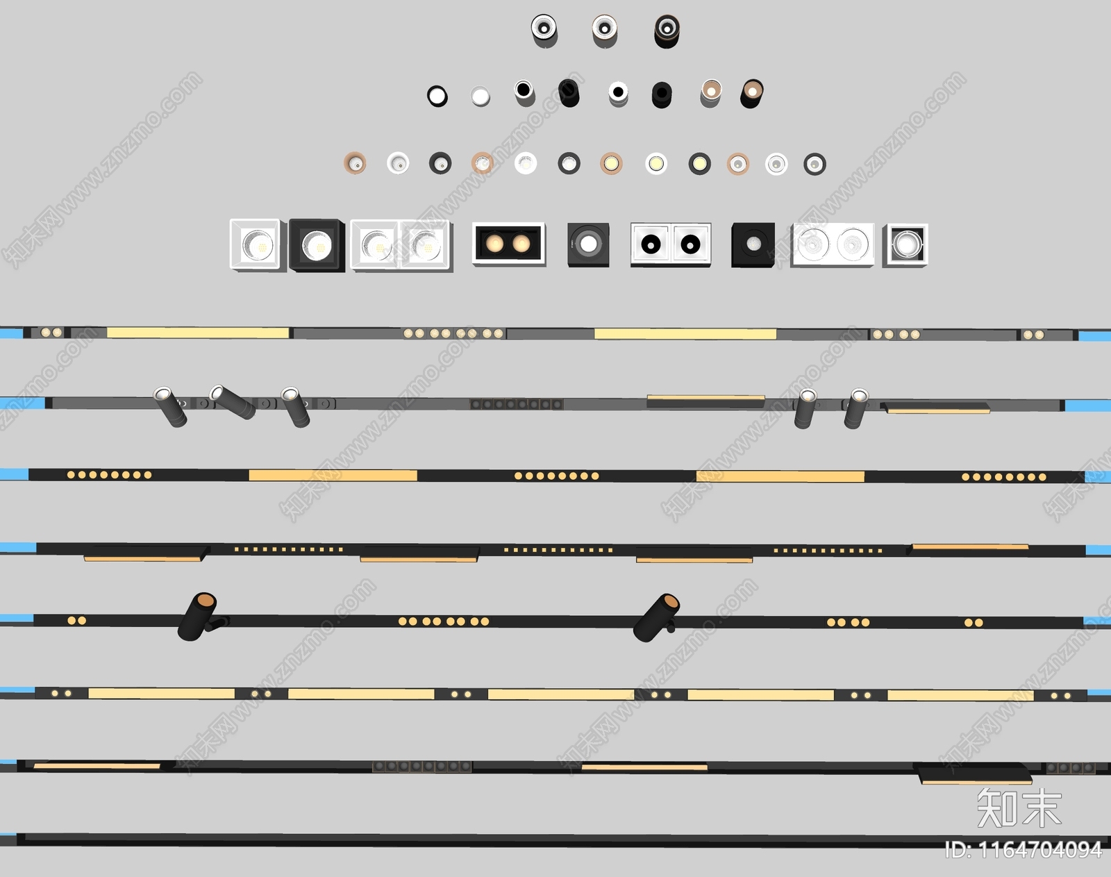 现代极简灯具组合SU模型下载【ID:1164704094】