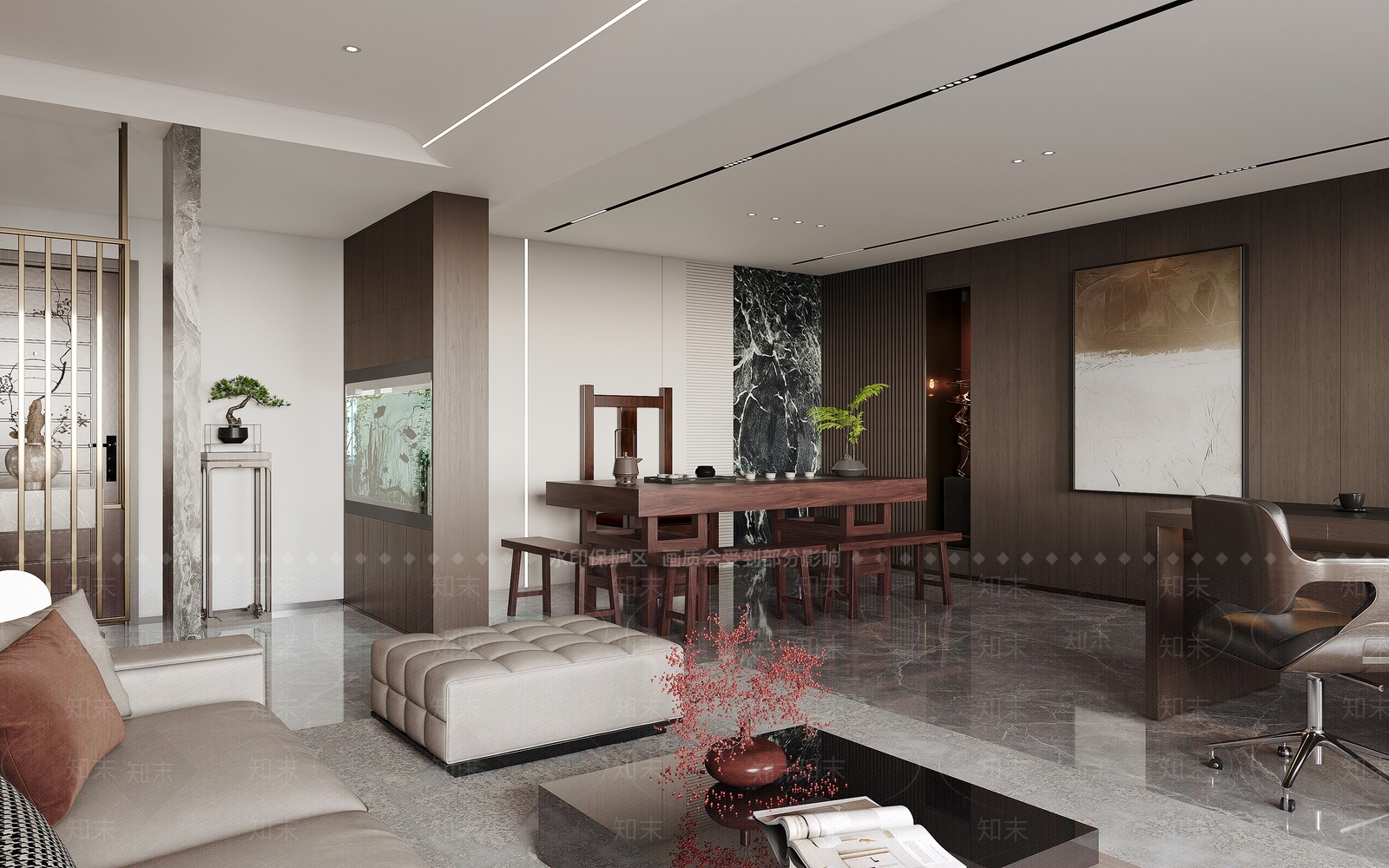 现代中式接待室3D模型下载【ID:1164706643】