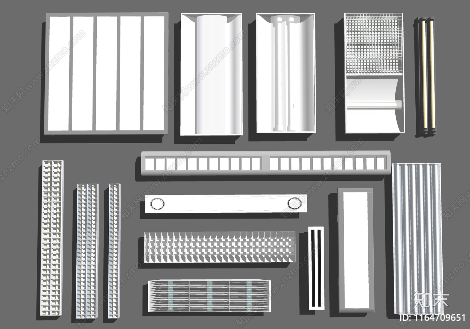现代工业格栅灯SU模型下载【ID:1164709651】