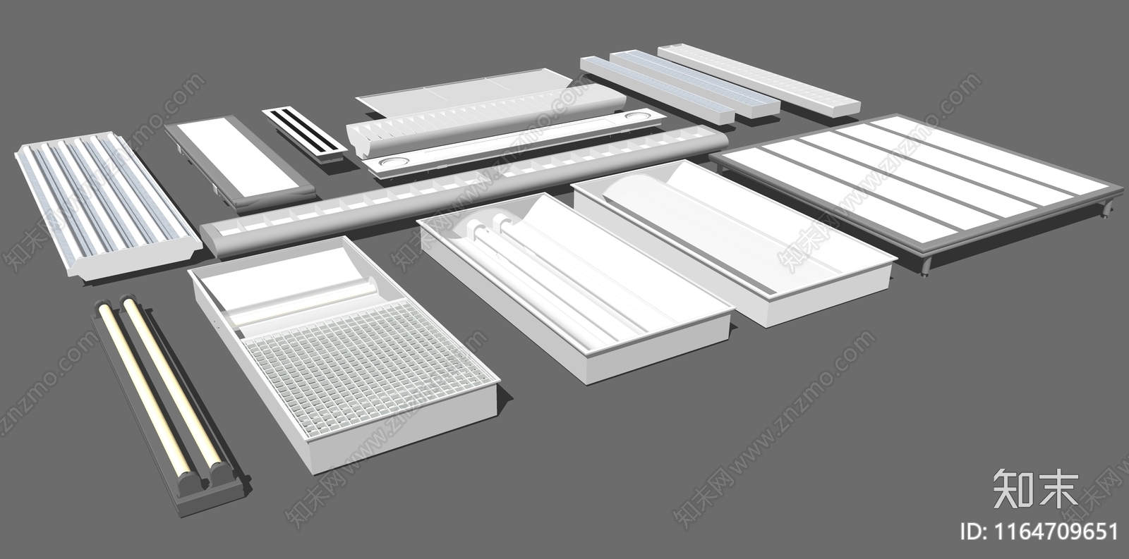 现代工业格栅灯SU模型下载【ID:1164709651】