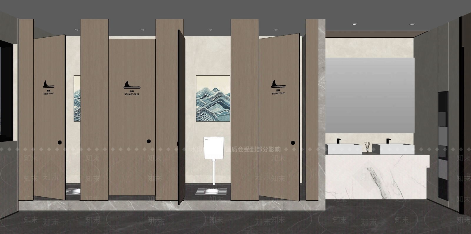 现代简约公共卫生间SU模型下载【ID:1164710952】