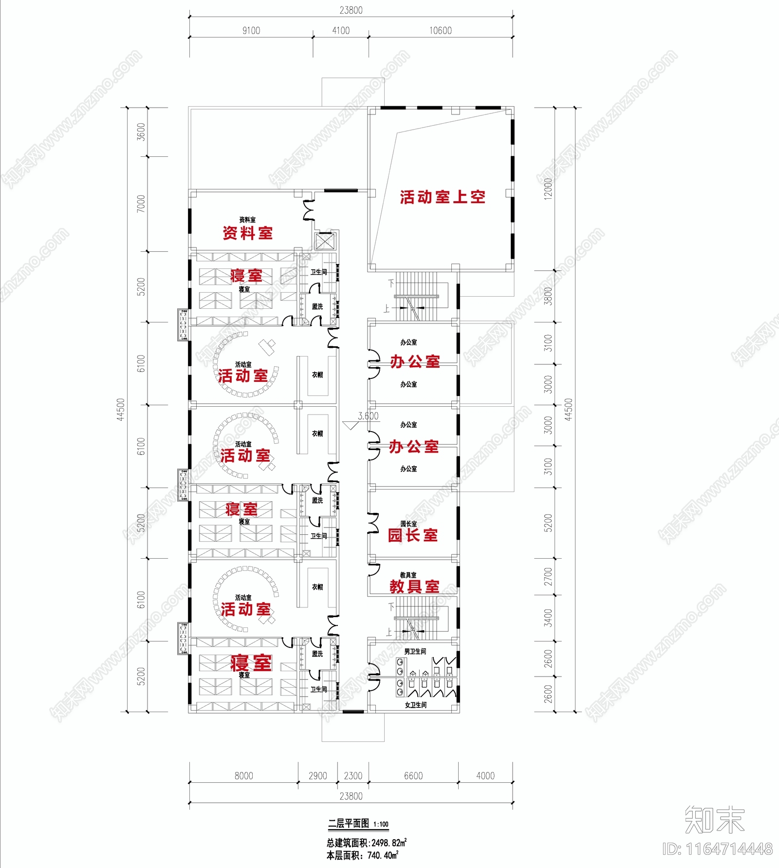 现代幼儿园建筑cad施工图下载【ID:1164714448】