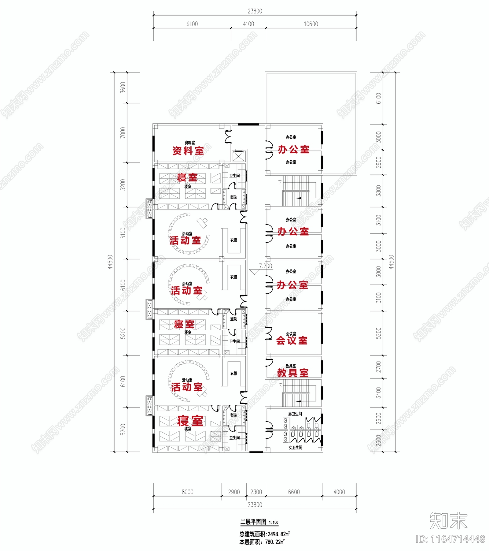 现代幼儿园建筑cad施工图下载【ID:1164714448】